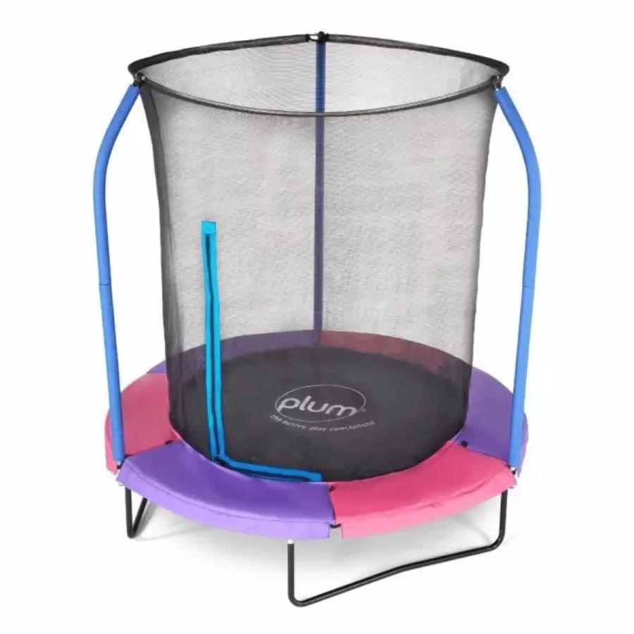 Plum 6Ft Junior Plus Springsafe Tramp & Enclosure - Blue/Green & Pink/Purple