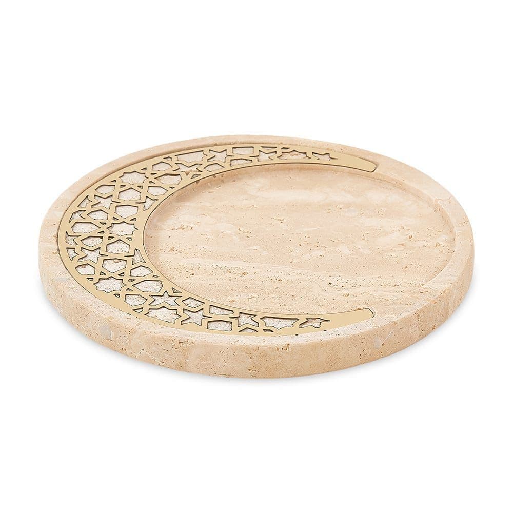 Dune Travertine Decorative Tray, Brown - 25Cm