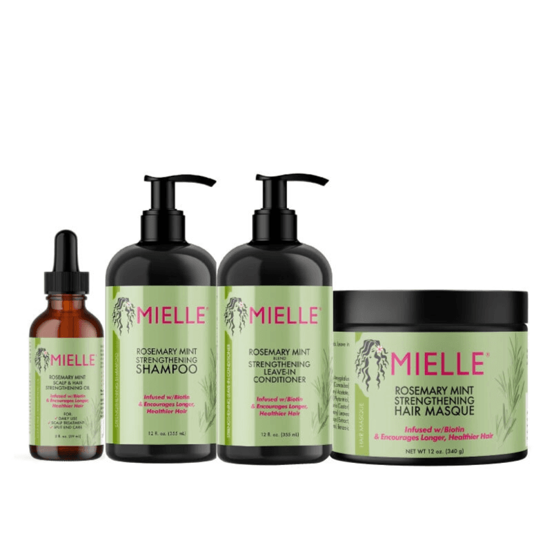 Mielle Rosemary Mint 4Pcs Bundle Set [Rosemary Mint Shampoo, Rosemary Mint Oil, Rosemary Mint Conditioner, Rosemary Mint Hair Masque]
