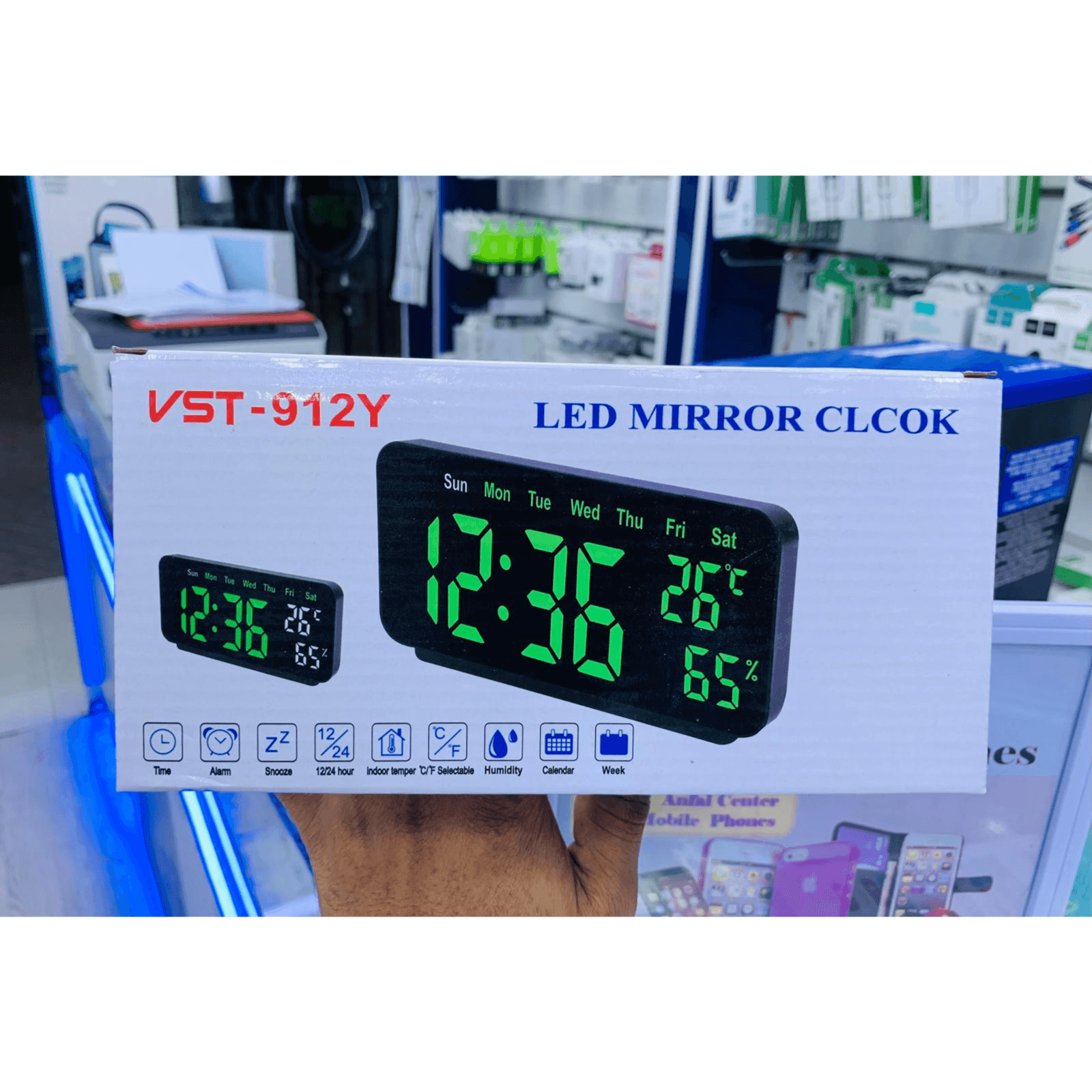 Led Mirror Clock Vst-912Y