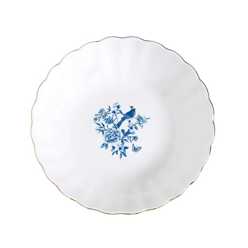 Paradise Garden Porcelain Soup Plate, White & Blue - 20 Cm