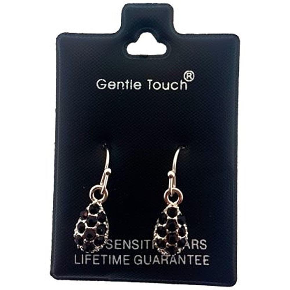 Gentle Touch 38 Black Gem Drop earring For Sensitive Ears