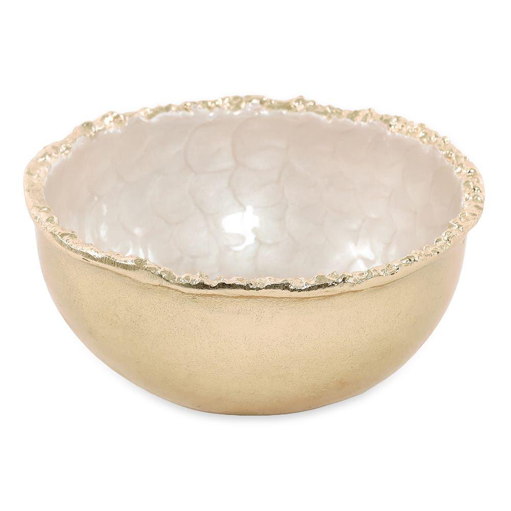 Zeno Bowl, Ivory & Gold - Large, 15X6 Cm