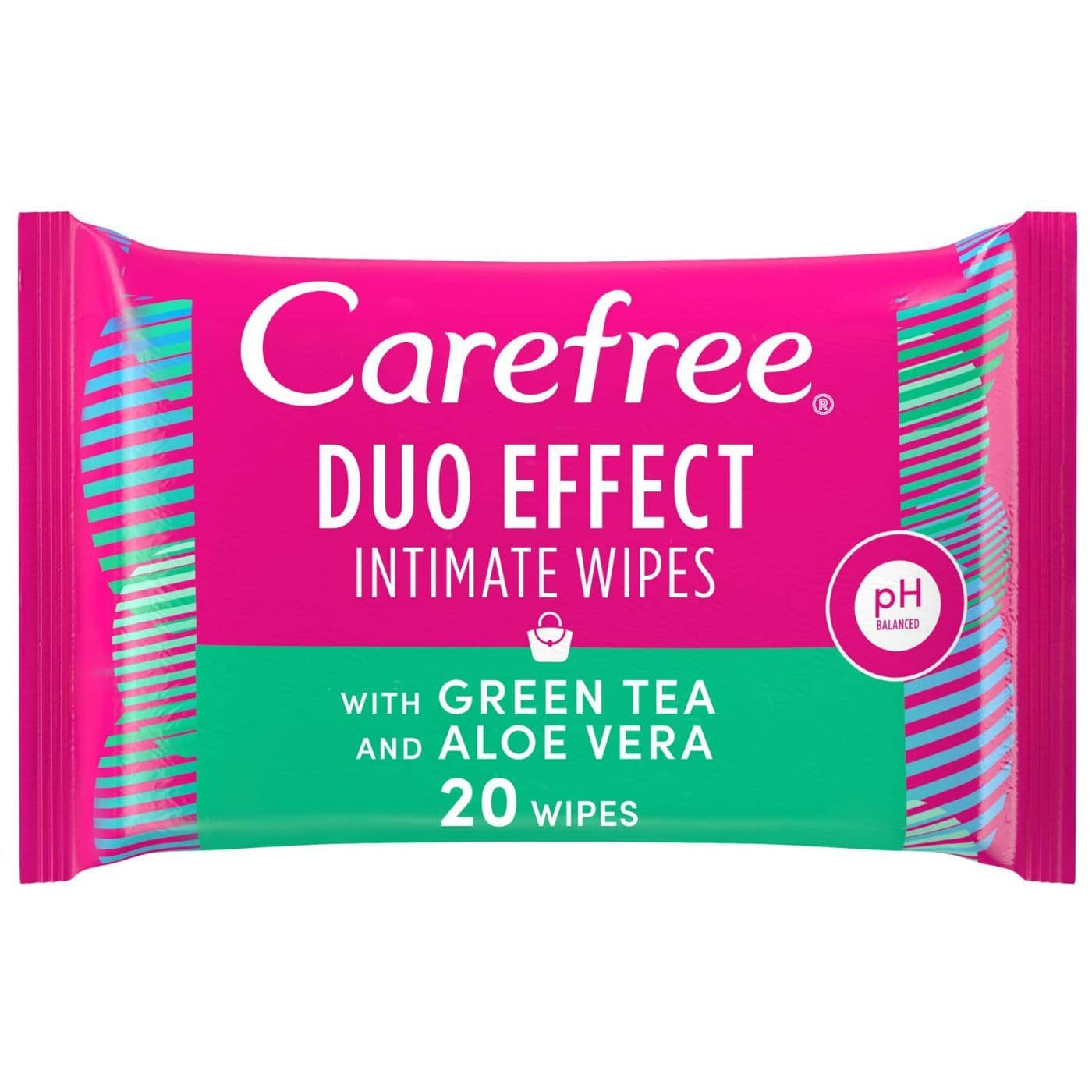 Carefree Wipes Green Tea And Aloe Vera 20'S 20PC