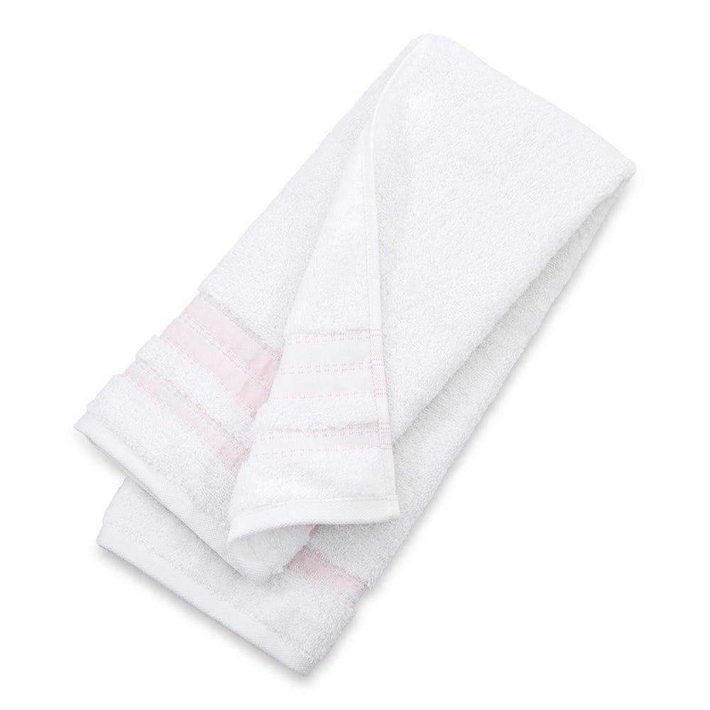 Matuok Hand Towel, White & Pink - 550 Gsm, 50X80 Cm