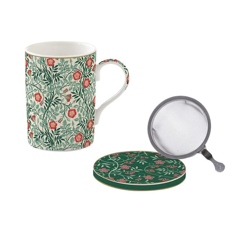 Floral Fantasy China Mug With Infuser, Multicolour - 350 Ml