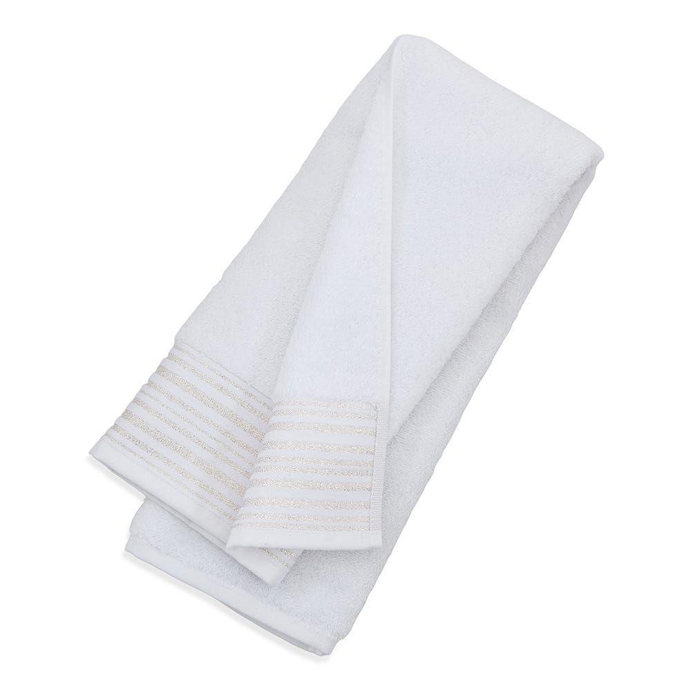 Scala Hand Towel, White & Silver - 500 Gsm, 50X80 Cm