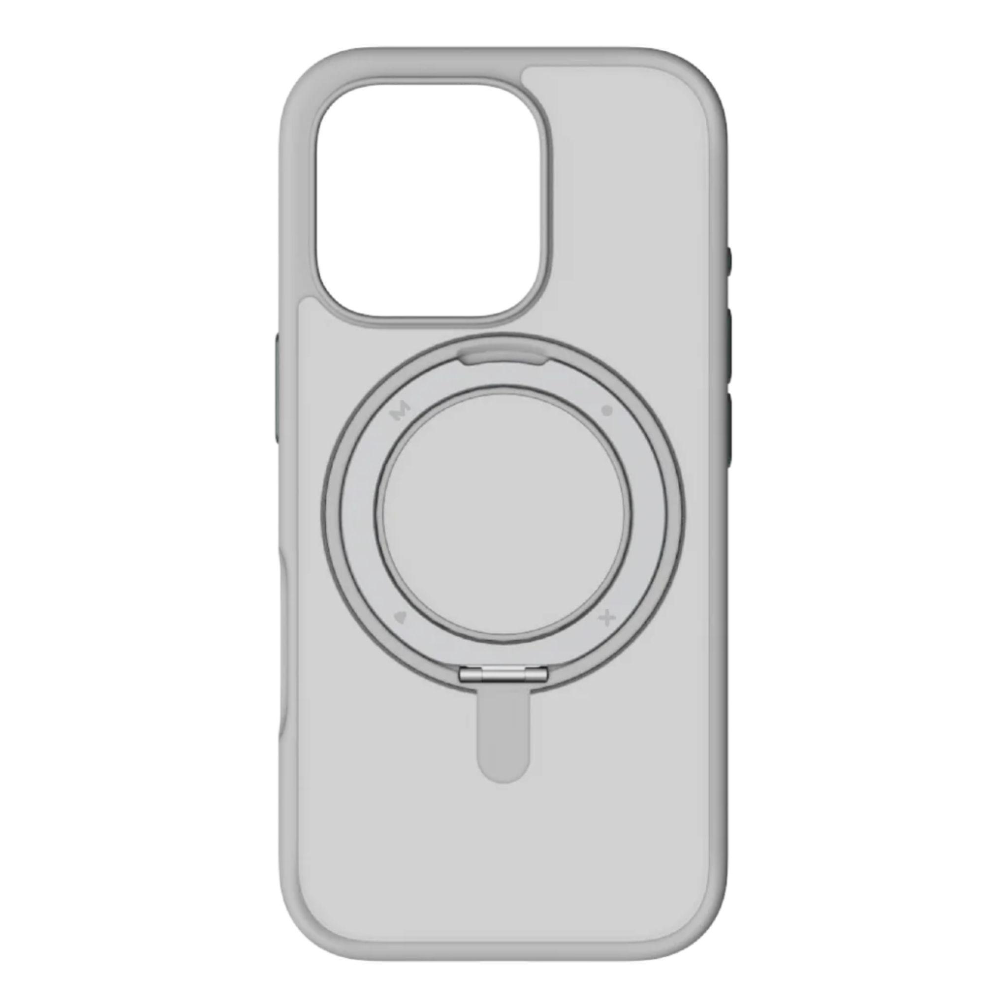 Momax Roller Magsafe Cover With Rotating Ring Stand For Iphone 16 Pro- Grey