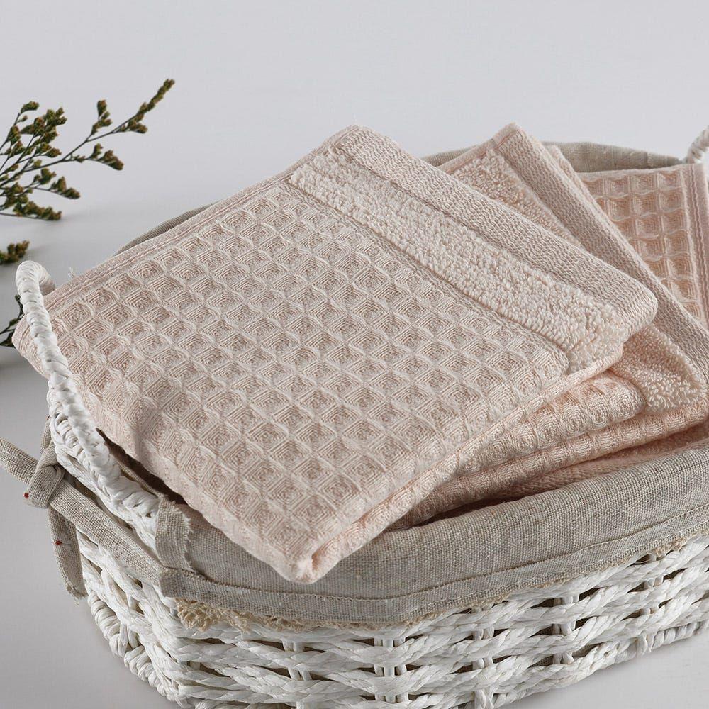 Spa Waffle Terry Reversible Face Towel, Rose Â€“ 500 Gsm, 30x30 Cm