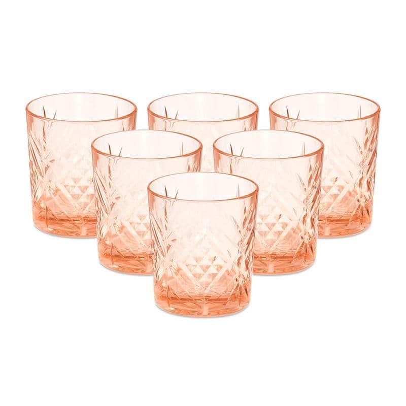 Luminarc 6-Piece Salzburg Old-Fashioned Tumbler Set, Pink - 300Ml