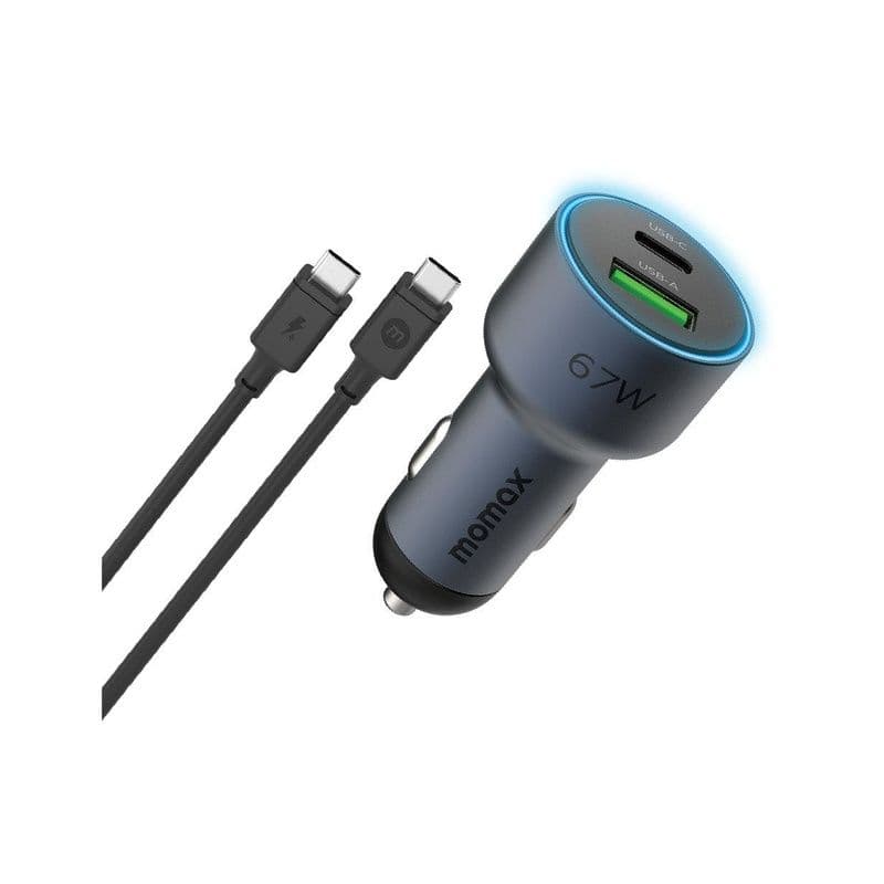 Momax Move 67W Dual Port Car Charger+ 1Mtr 100W C To C Cable