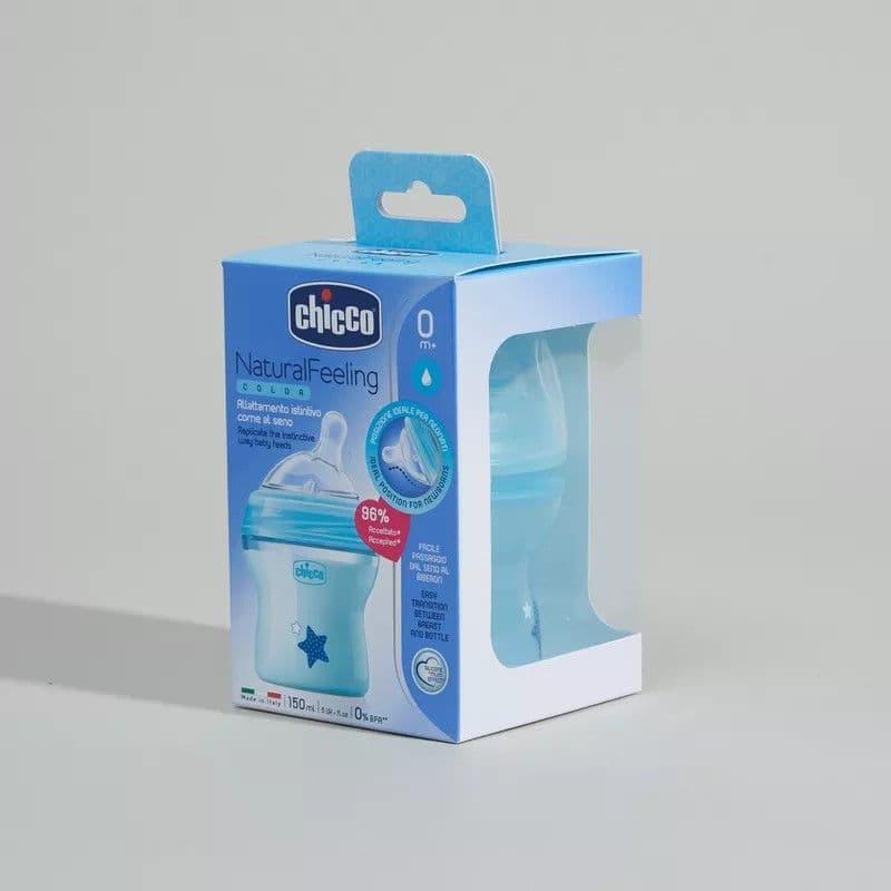 Chicco Natural Feeding Color Plastic Bottle 150ml 0M+ Boy