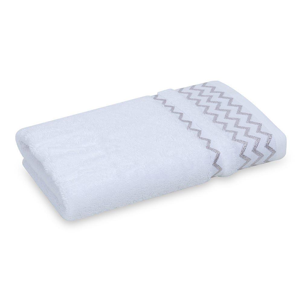 Chevron Lurex Hand Towel, Ivory & Silver - 500 Gsm, 80X50 Cm