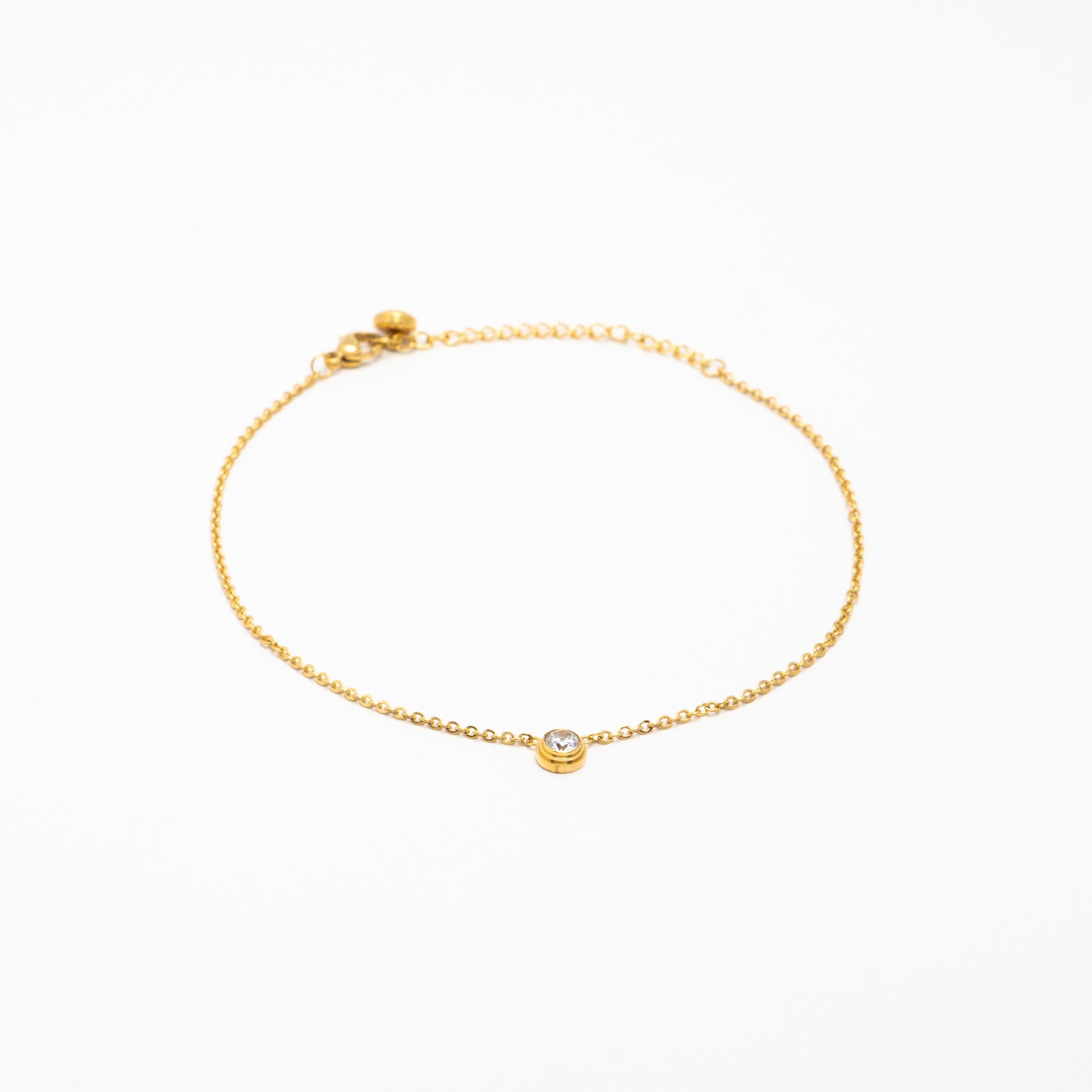 Single Gem Anklet - Gold