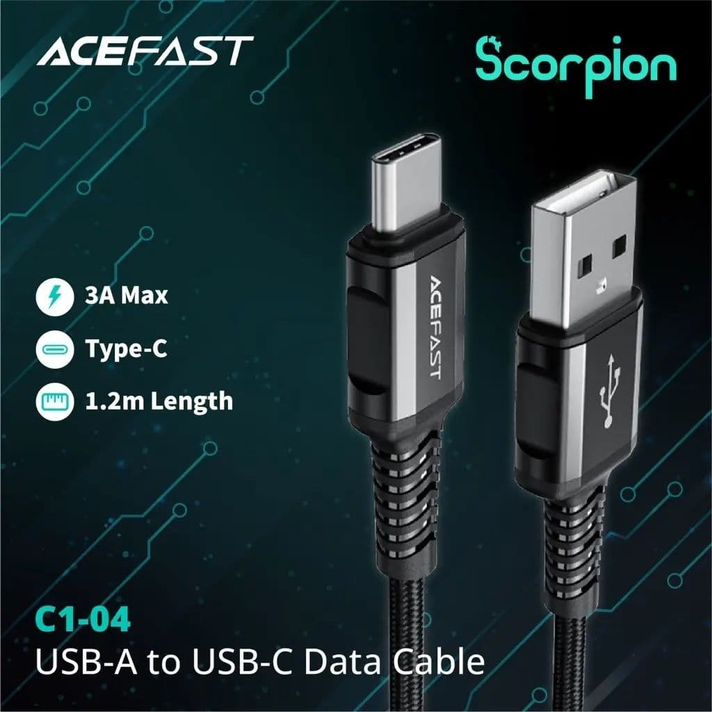 Usb - A To Usb - C Aluminum Alloy Charging Data Cable 1.2 Mtr - Acefast C1-04