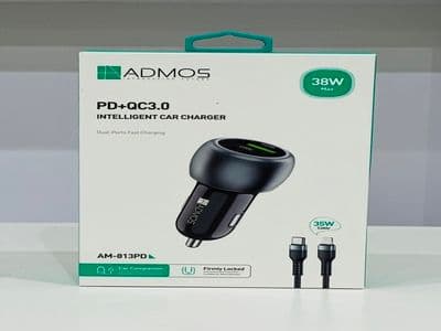 Admos Car Charger 2 Port With Lightning Cable