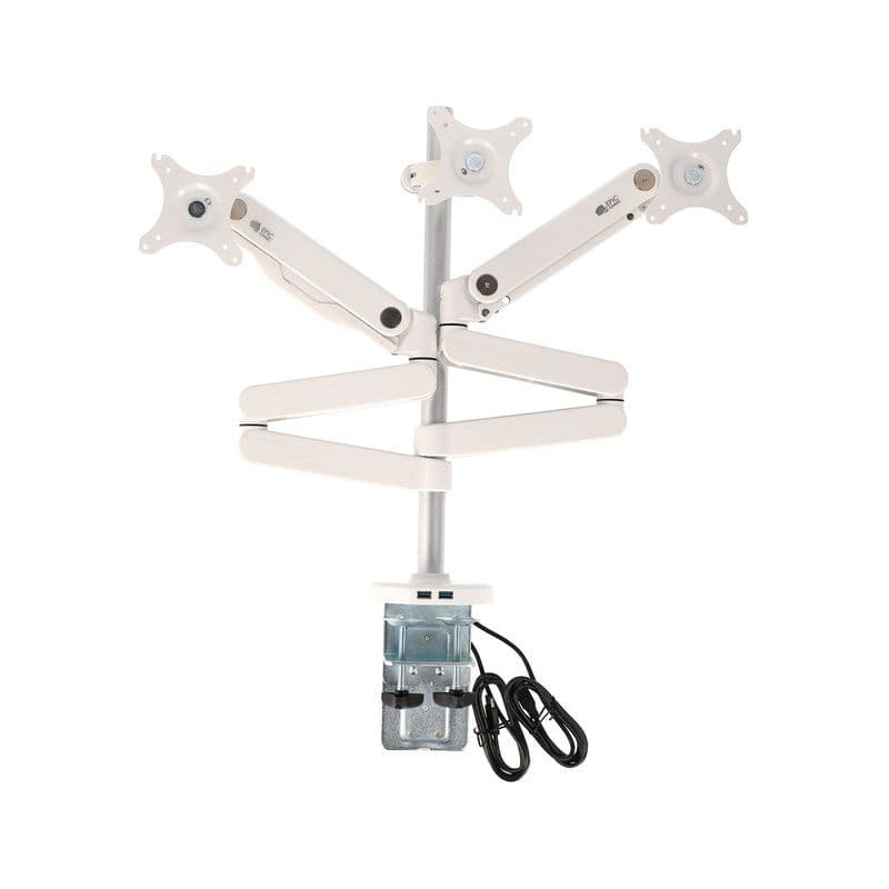 Epic Gamers Triple Monitor Arm W/ Dual Usb Ports - White - حامل شاشة