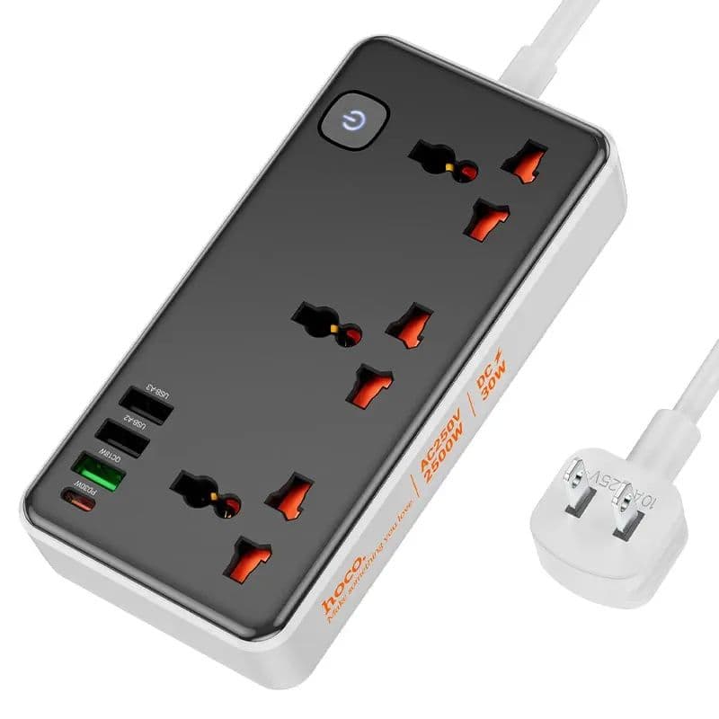 Multifunctional Safety Socket (Usb-C + Usb-A*3 + Socket *3) 2500W - Hoco Ac8B