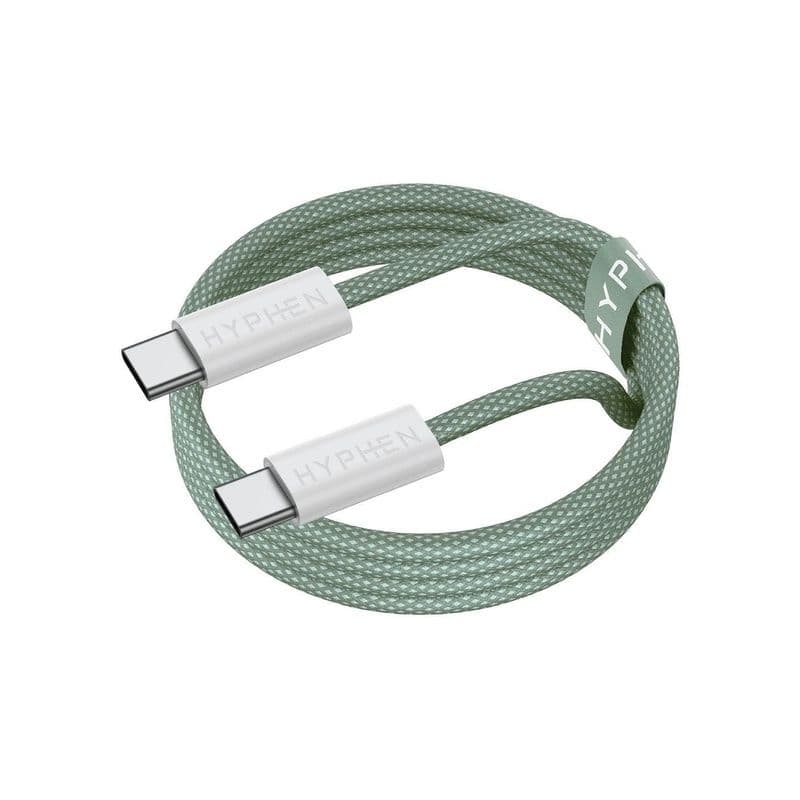 Hyphen Vibe Braided Type C To C Cable - 60W - Green - 1M