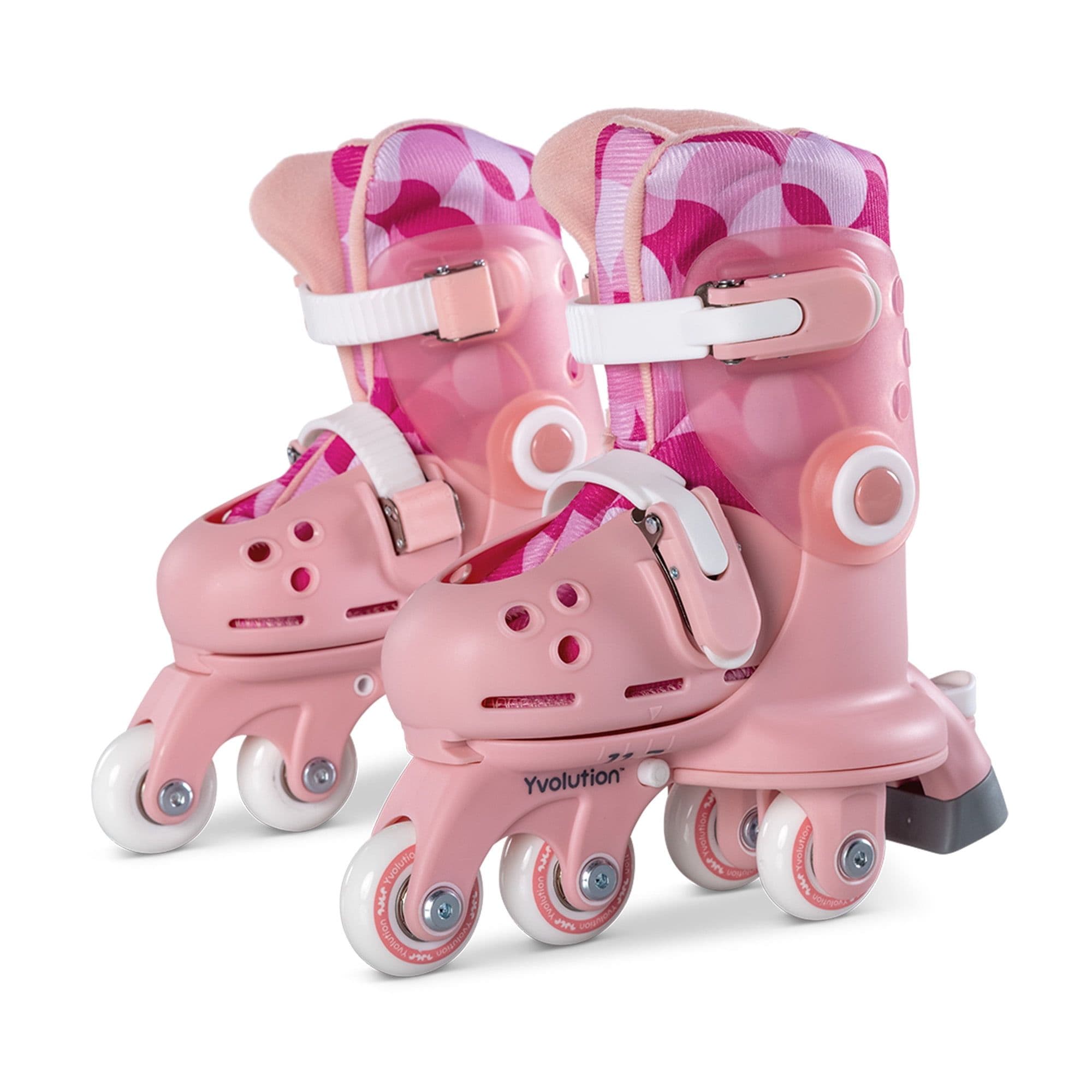 Yvolution Twista 2-In-1 Inline Adjustable Skates (24/28, Pink)