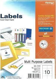 Formtec Stickers Labels 105X57 10 Labels Per Sheet (Pack Of 100) Ft-Gs-1010