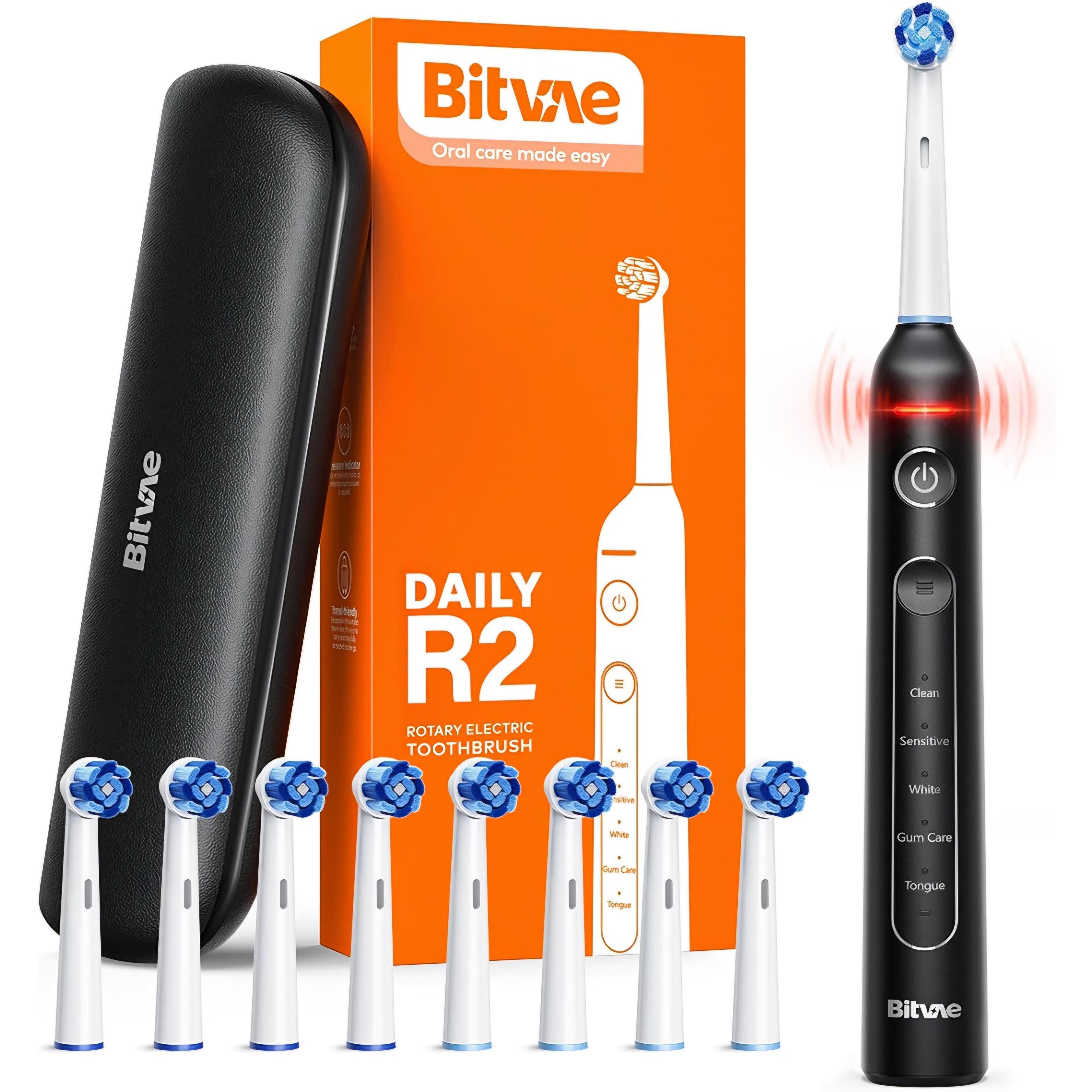 Bitvae R2 Electric Toothbrush Black+8Pcs Brush Head+1Pcs