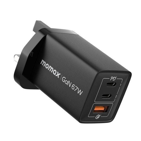 Momax Oneplug 67W 3 Port Gan Wall Charger Black