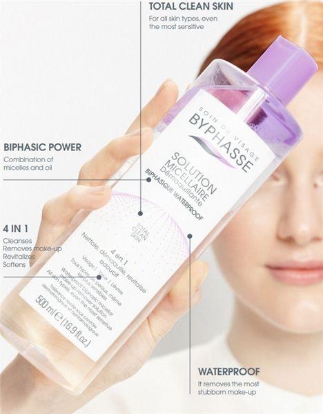 Byphasse Waterproof Biphasic Micellar Make-Up Remover Solution 500Ml