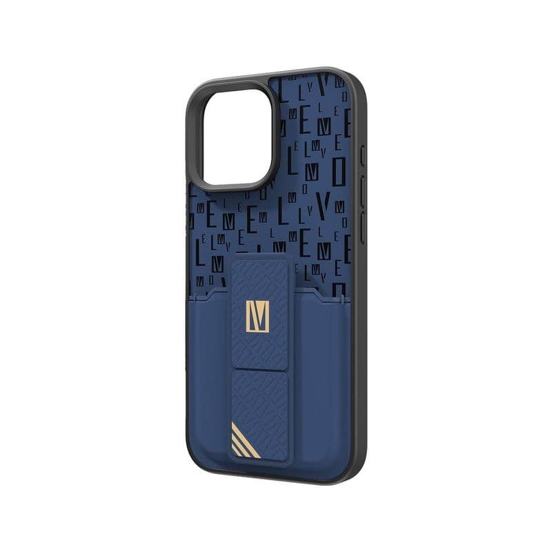 Levelo Morphix Gripstand Case With Cardholder-Iphone 16 Pro-Blue