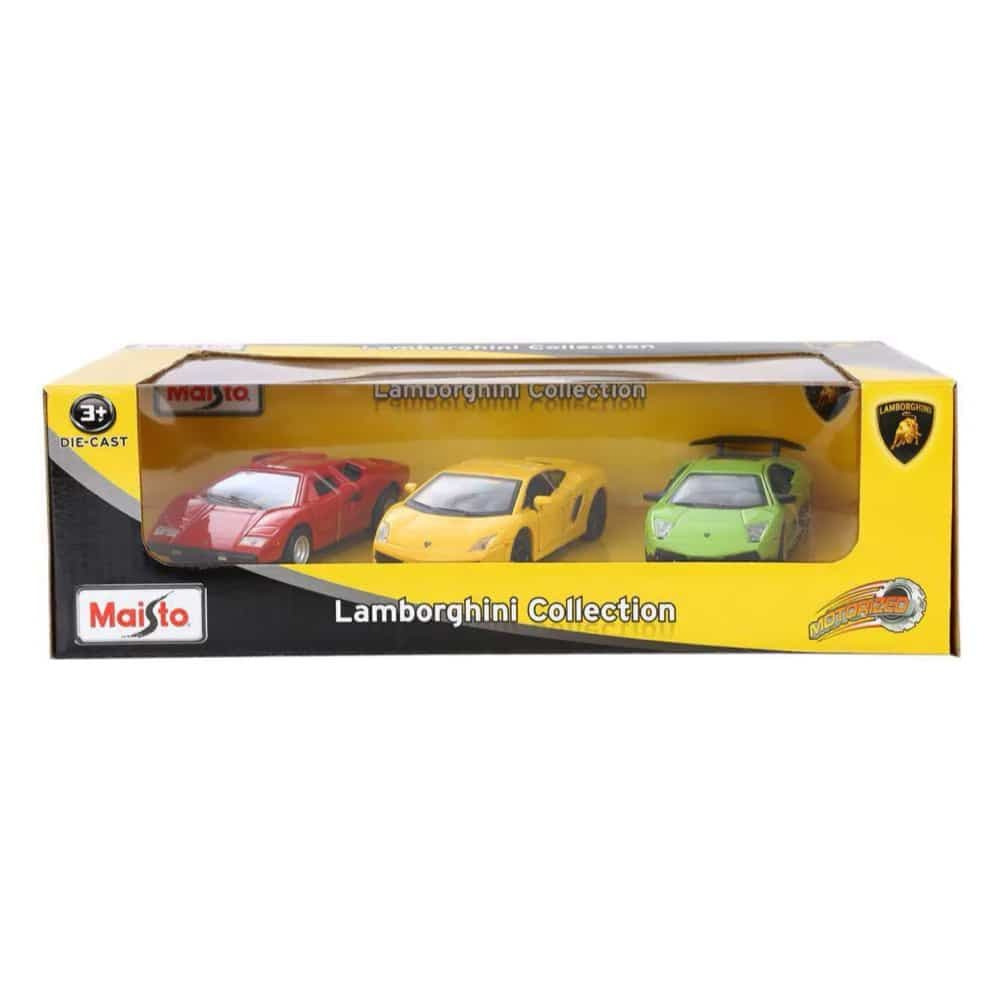 Lamborghini Power Racer Pull Back Cars (11 cm, Pack of 3, Colors May Vary)