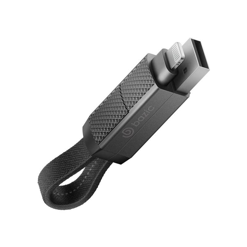 Bazic Gocharge Alucable 4In1 Aluminum Charging Cable With Usb A/C Input And Usb-C To Lightning Out