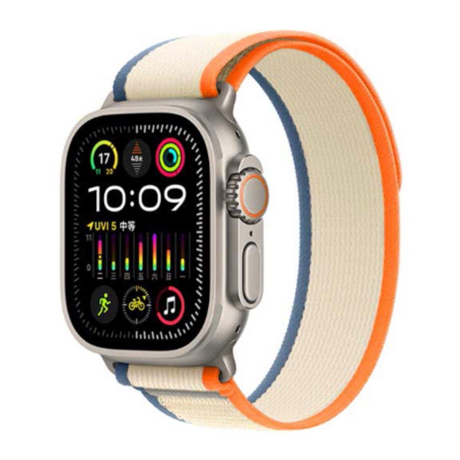 Gs Trail Loop Nylon Fabric Strap For Apple Watch 42/44/45/49- Orange And Beige