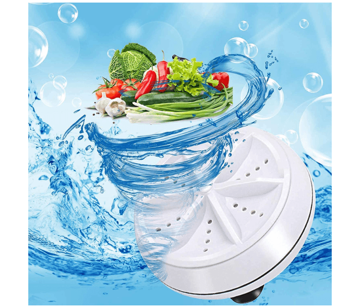 Fn- 2 In 1 Ultrasonic Turbo Washing Machine Portable Washer And Rotary Mini Washing Machine - White