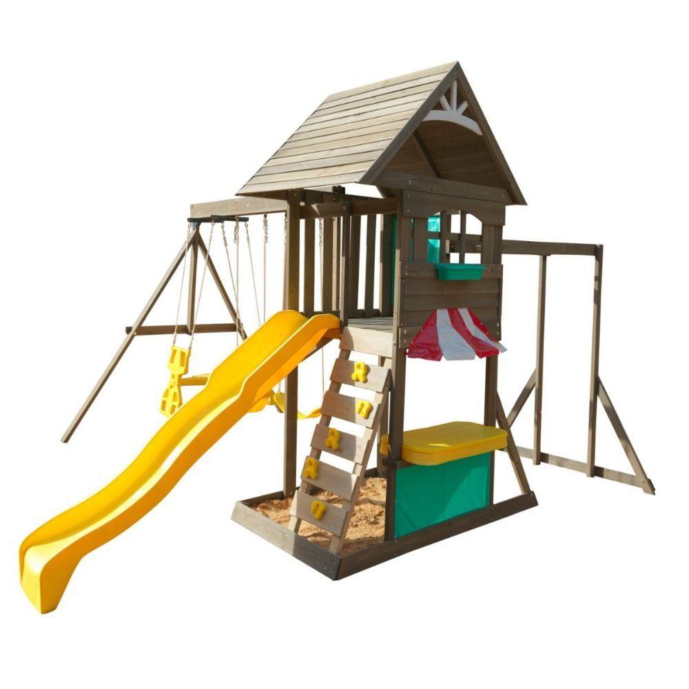 Mountpeak - Elbrus Swing Set & Playhouse With Wooden Roof - 455cm × 277cm × 349cm