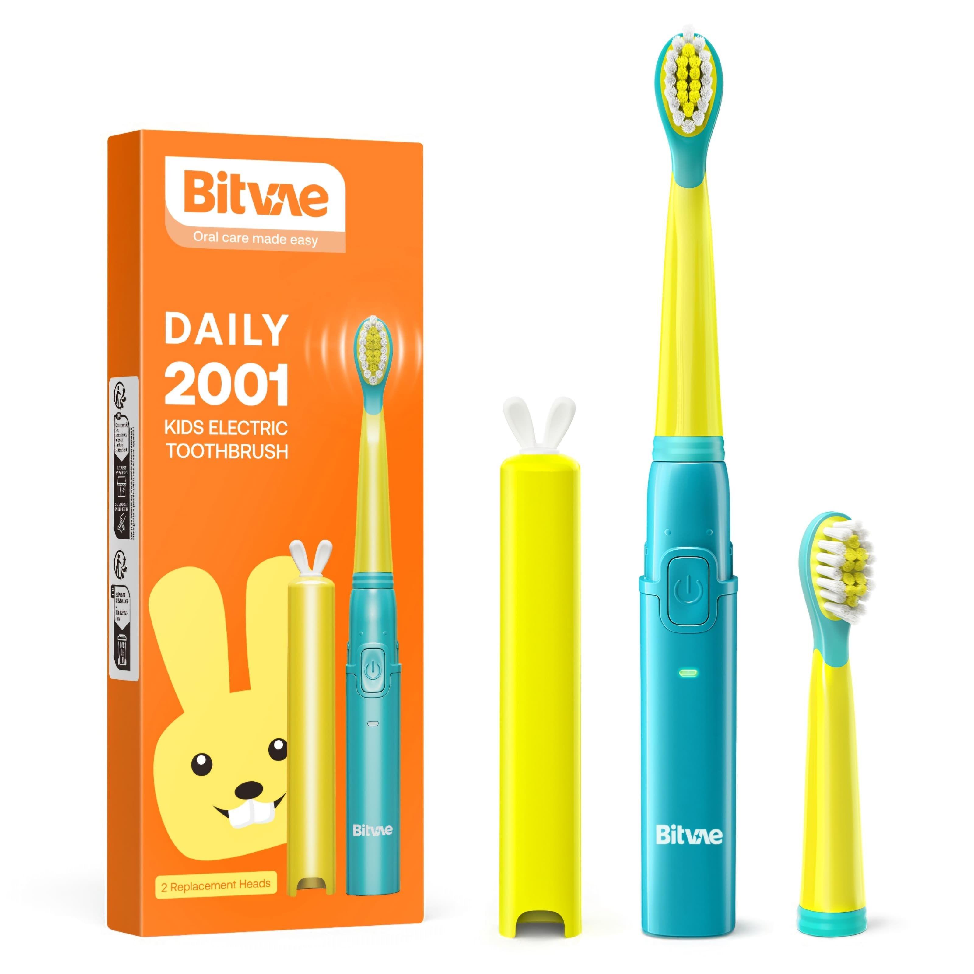 Bitvae 2001 Electric Toothbrush For Kids Green + 2 Brush Heads