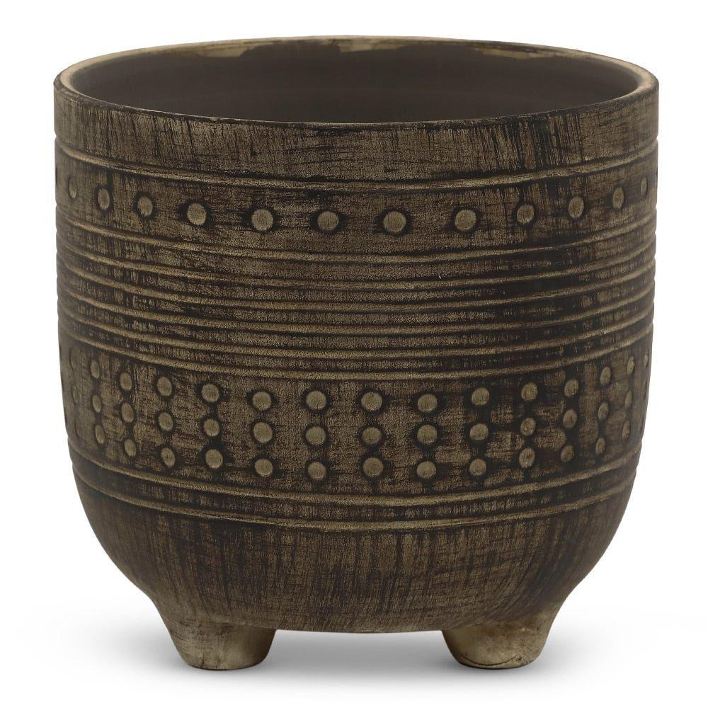 Boho Terracotta Planter, Walnut- 30X27.5 Cm