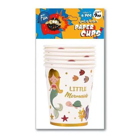 Fun Paper Cup 9Oz 6Pcs Little Mermaid