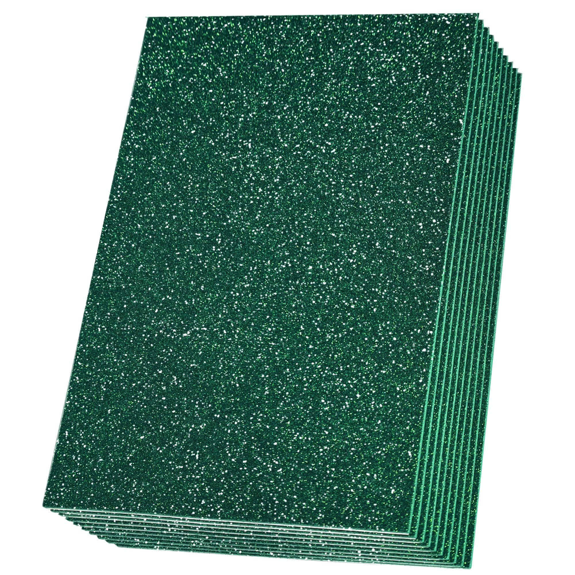 Glitter Eva Foam A3 W Glue #8 Green Packet Of 10Pcs