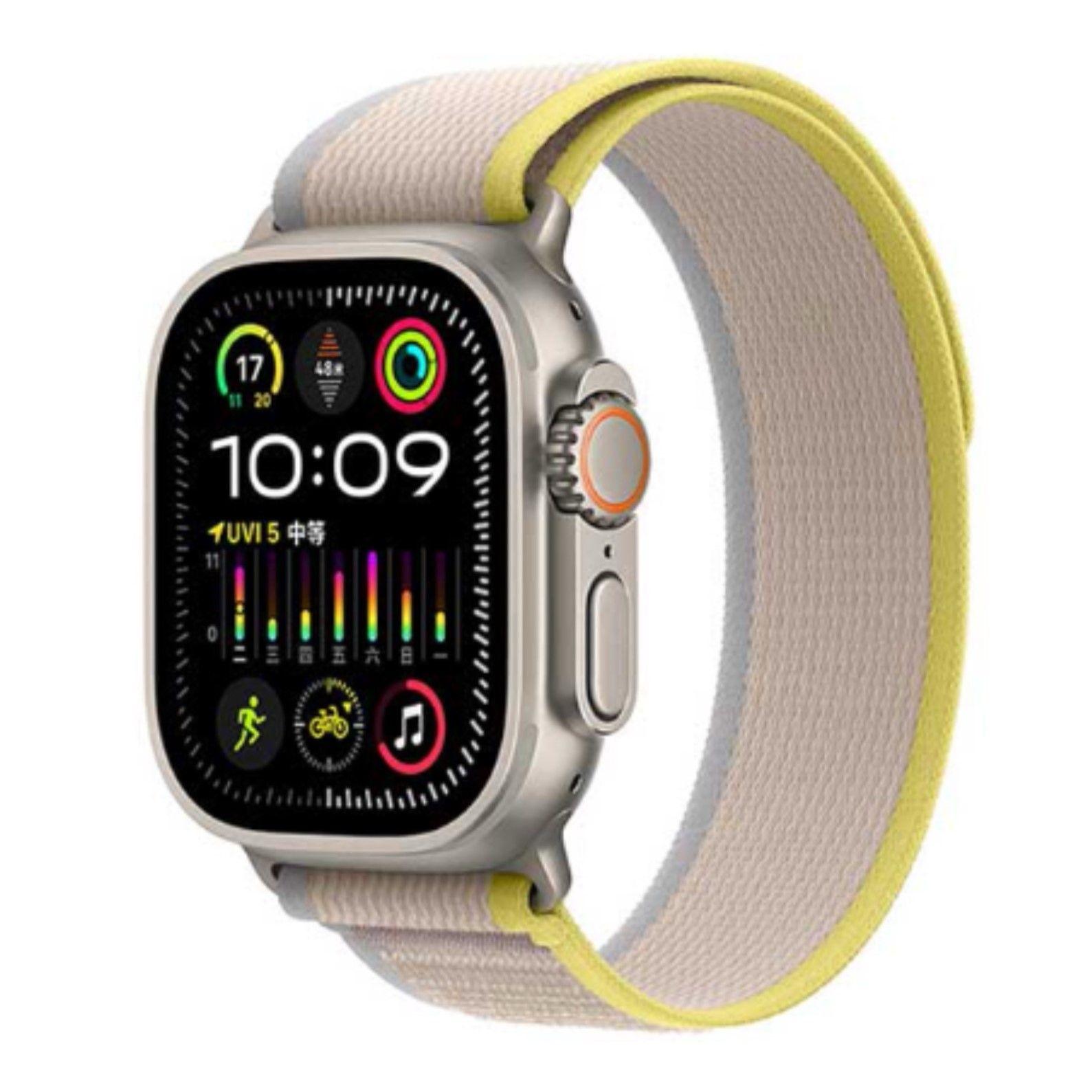 Gs Trail Loop Nylon Fabric Strap For Apple Watch 42/44/45/49- Yellow And Beige