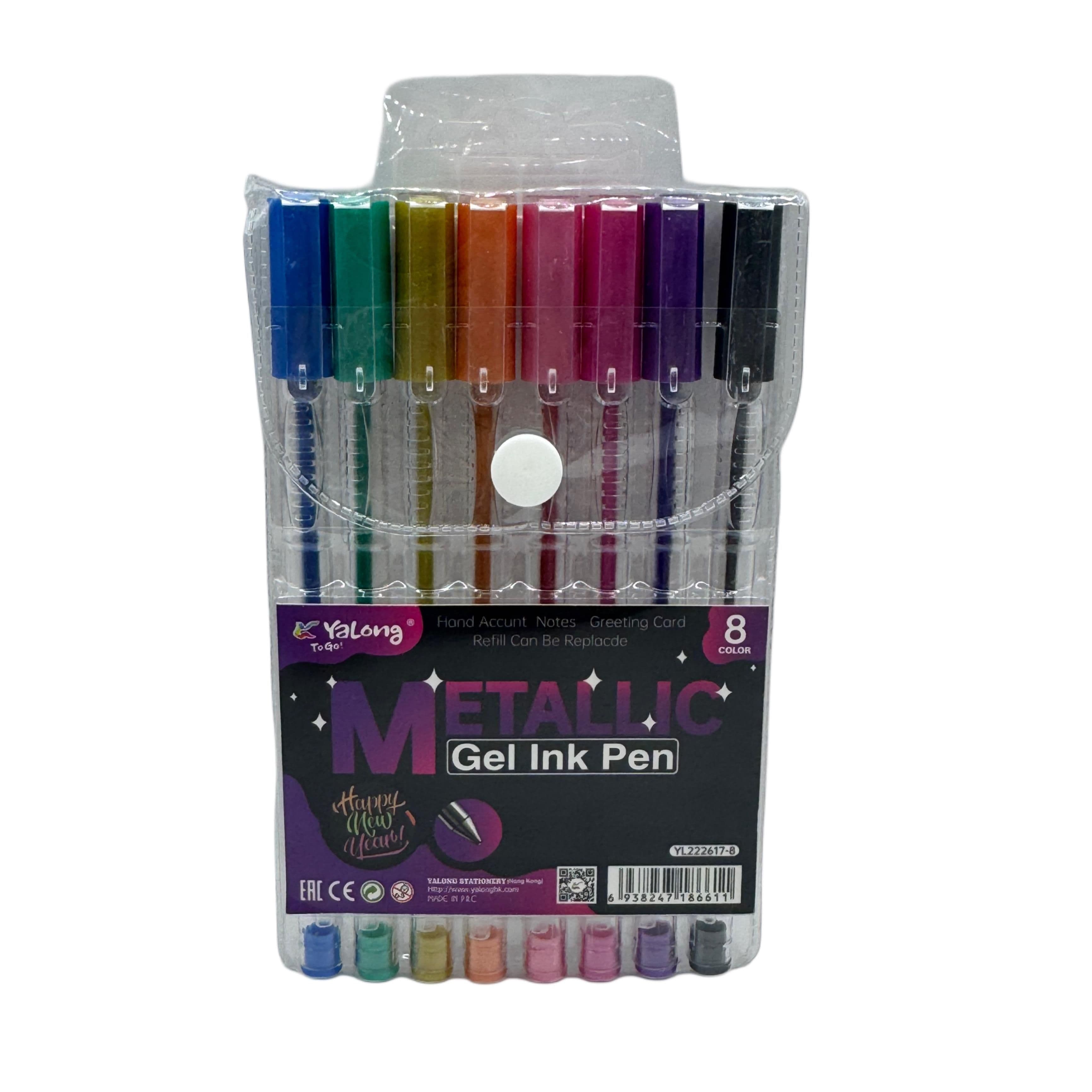 Yalong Metallic Gel Ink Pen Set (8 Pens)
