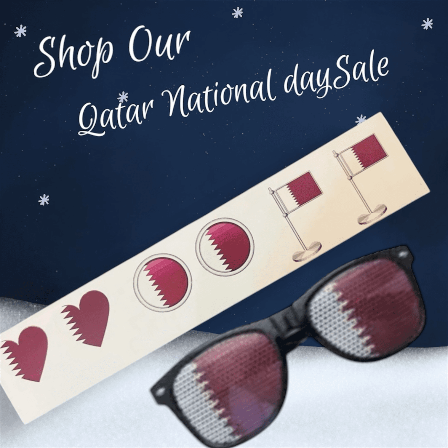 Qatar Flag Glasses With Stickers