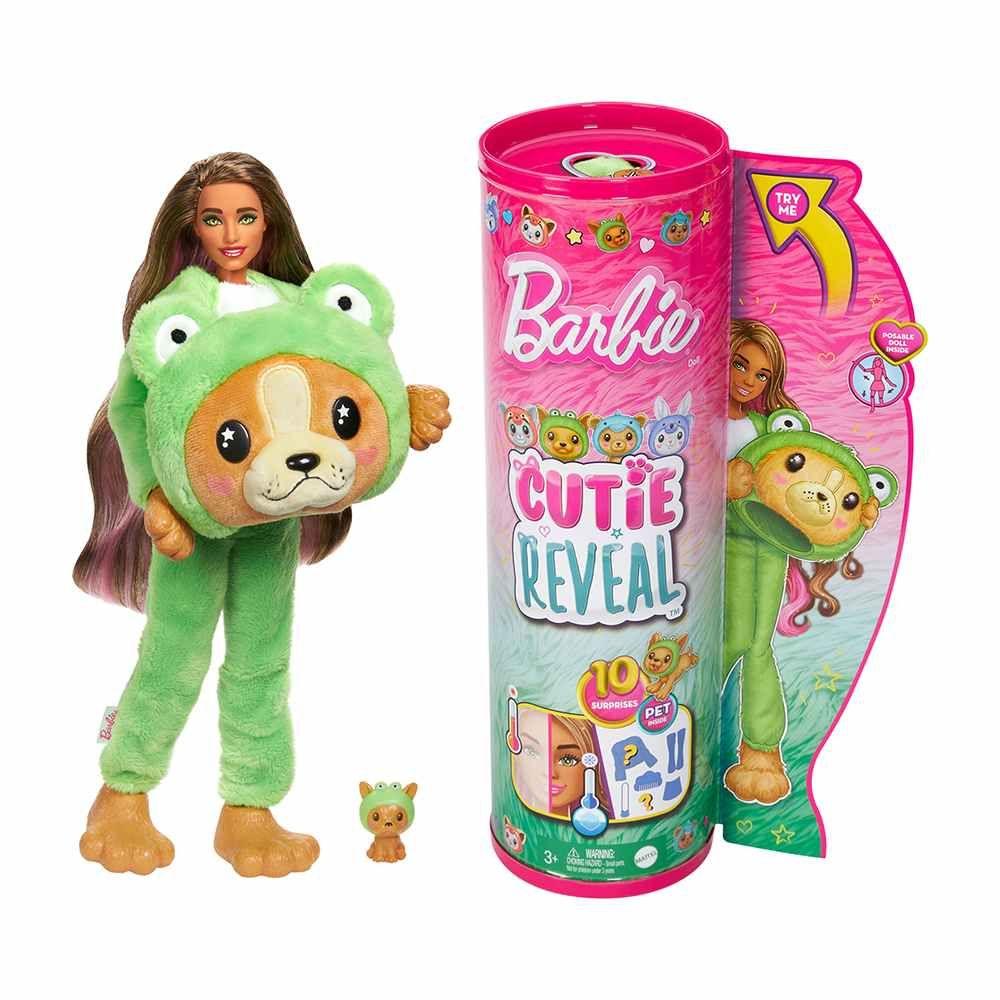 Barbie Cutie Reveal Doll In A Puppy As Frog Costume With Pet & 10 Surprises