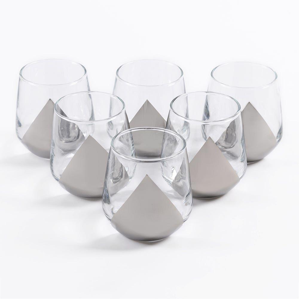 Allegra 6-Piece Beside The Coffee Tumbler Set, Clear & Silver- 115 Ml