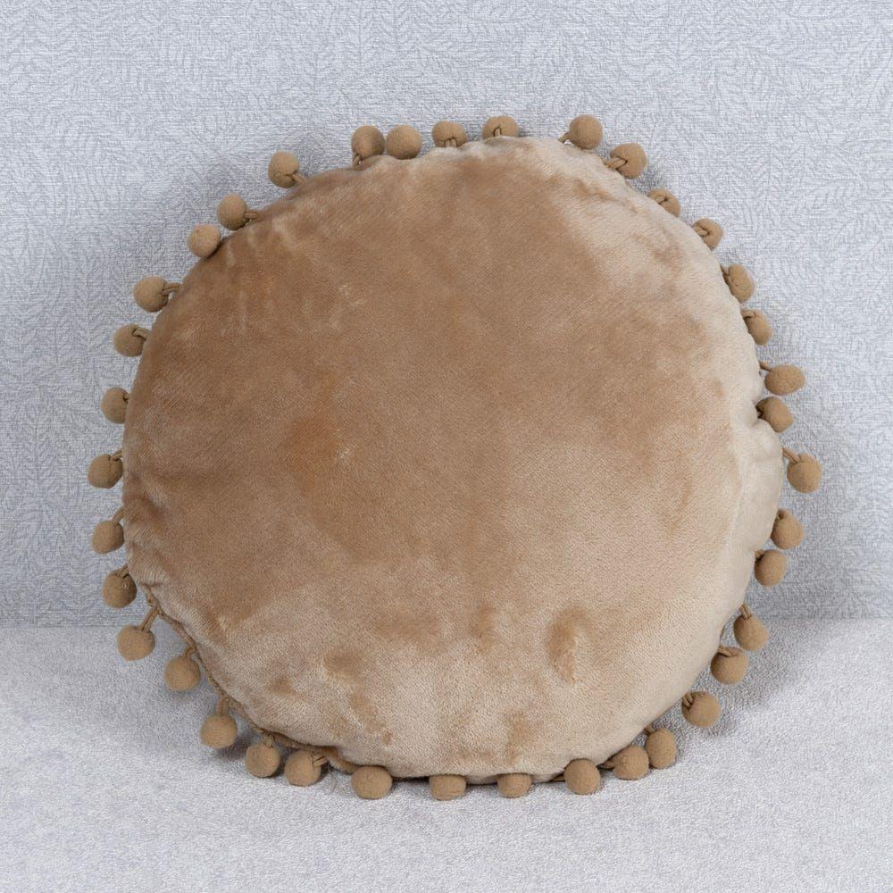 Zen Flannel Round Cushion, Camel Â€“ 30 Cm