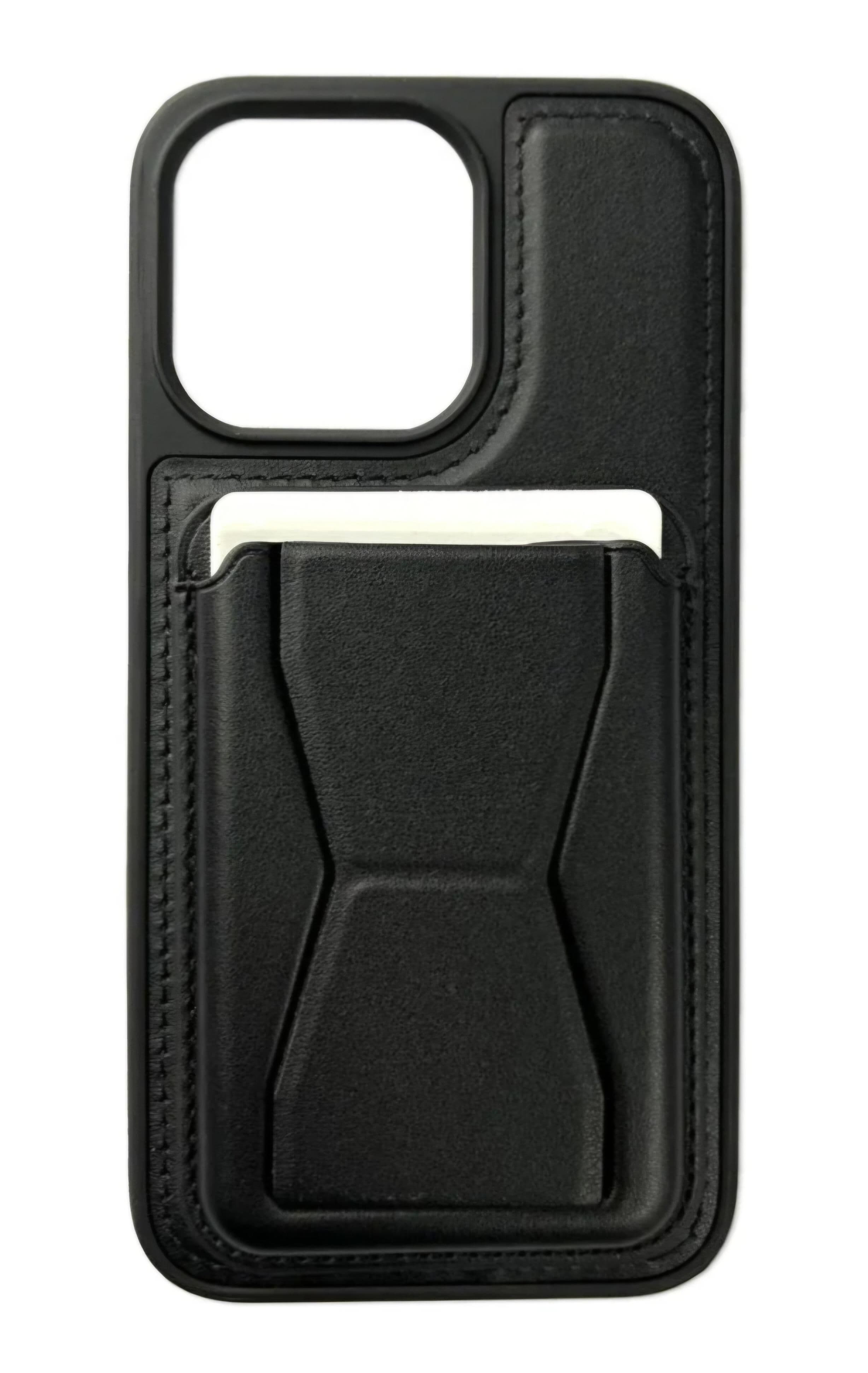 Magnetic Card Holder Case With Stand For Iphone 13Promax (Black)