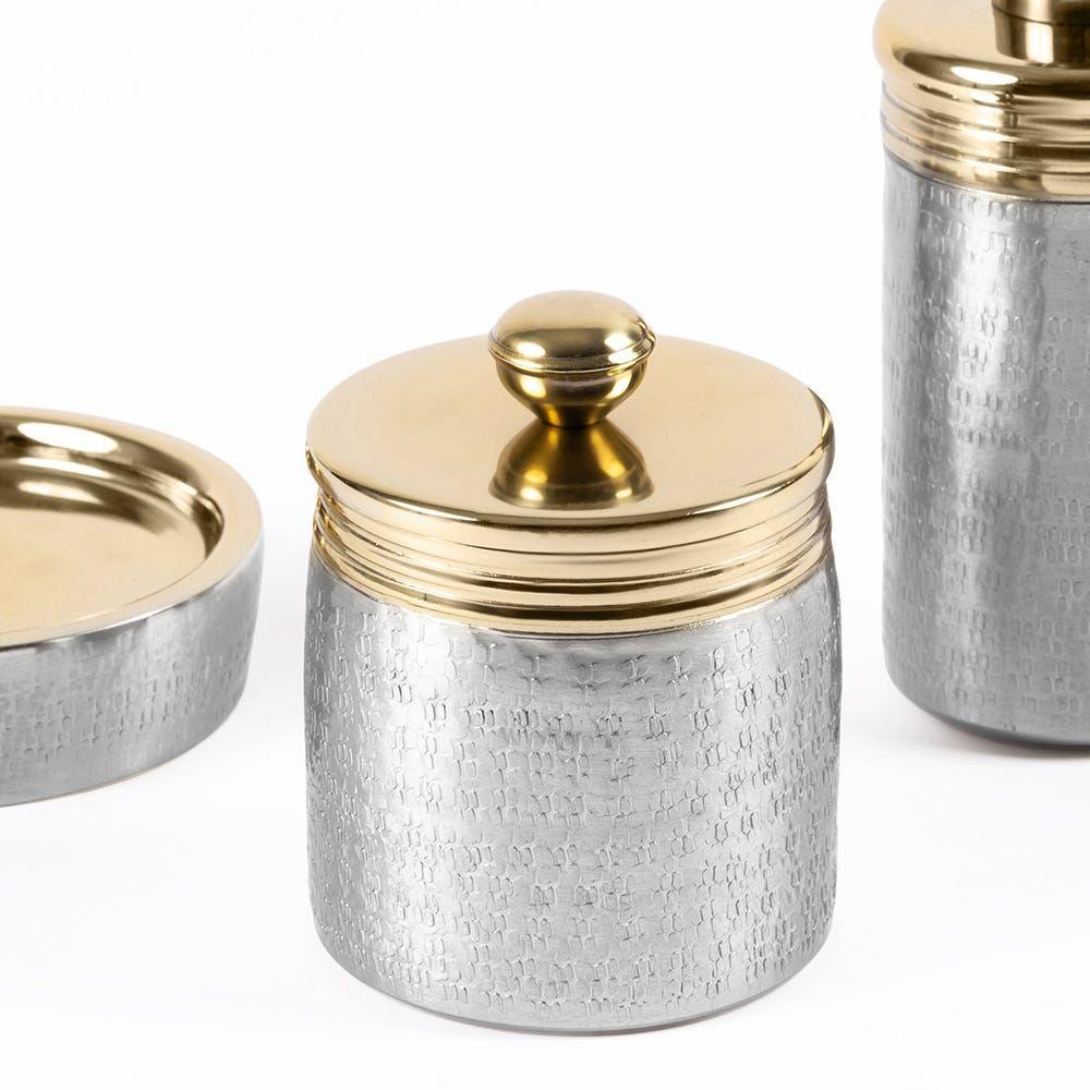 Nile Cotton Jar, Silver & Gold - 9X11.5 Cm