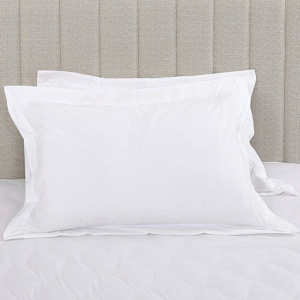 Ella Pillow Case, White - Set of 2, 200 TC, 50x75 cm