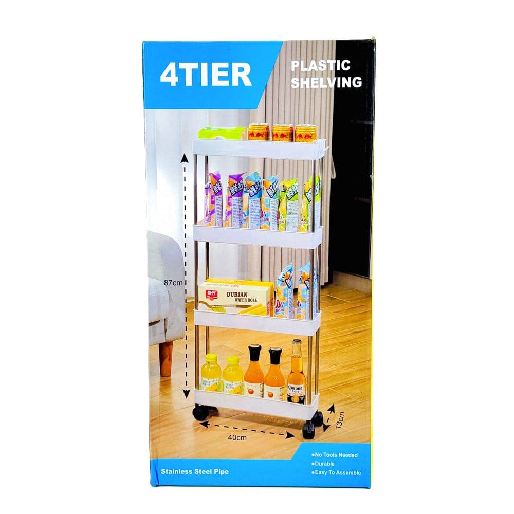 4Tier Plastic Shelving Stainless Steel Pipe No.17621