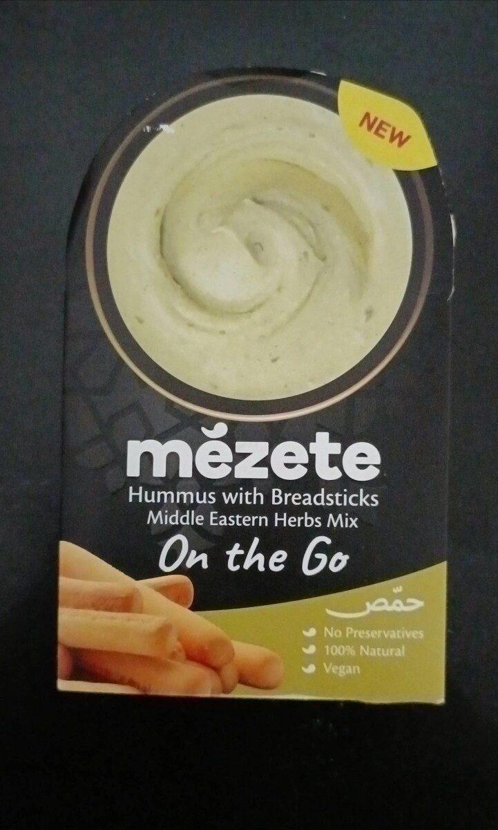 Mezete Gourmet Hummus Zesty Zaatar Dip & Go With Bread Sticks 92 Gm