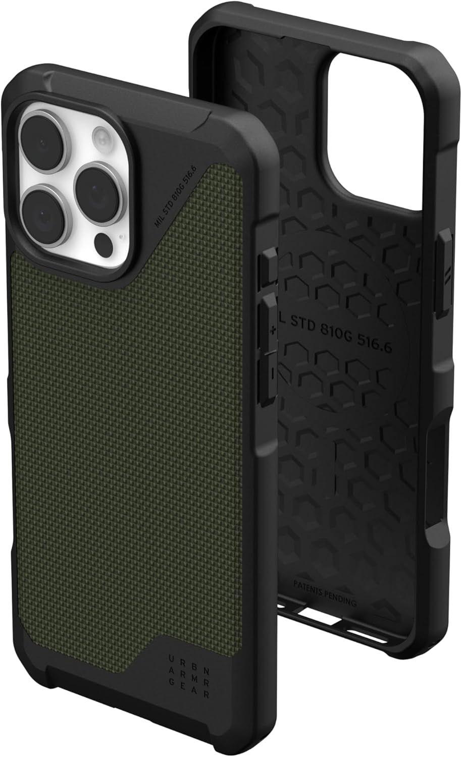 Uag Metropolis Lt Magsafe For Iphone 16 Pro Max Kevlar Olive,8 Ft/5.4 Meters Drop Protection,Sculp